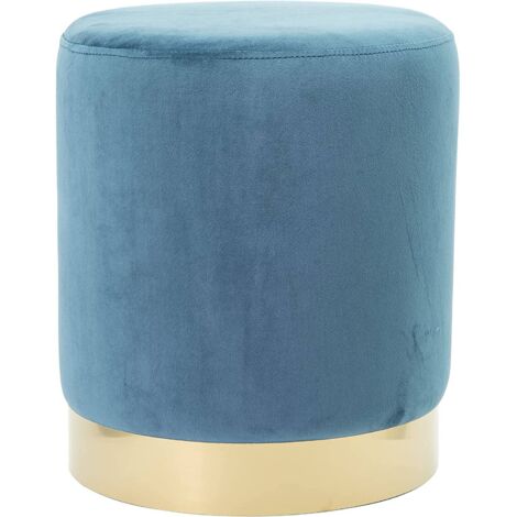Marvin Pouf In Velluto Poggiapiedi Sgabello Per Casa Soggiorno Letto Camera Salotto Divano Tavolino Rotondo Poltrona Blu chiaro