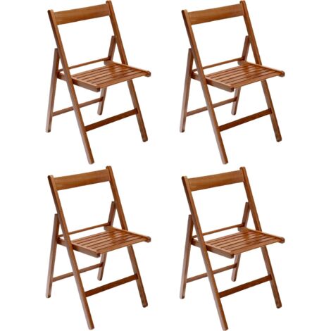 Marvin Sedia in Legno Pieghevole Birreria Colorata Interno o Esterno Salvaspazio Richiudibile da Campeggio Giardino Cucina Legno Massello Di Faggio Noce - 4 Sedie