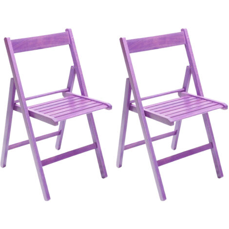 Marvin Sedia in Legno Pieghevole Birreria Colorata Interno o Esterno Salvaspazio Richiudibile da Campeggio Giardino Cucina Legno Massello Di Faggio Viola - 2 Sedie