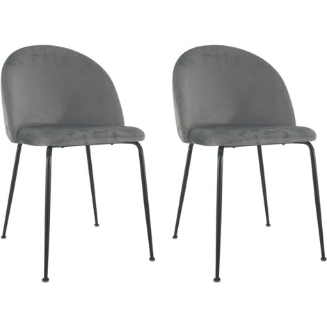 Marvin Sedia in Velluto e Oro Oslo da Sala Pranzo Con Gambe Metallo Dorate Seduta Imbottita Sedie Poltroncine Di Design Per Salotto Soggiorno Moderne Grigio - 2 Sedie