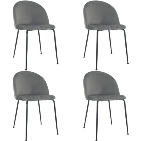 Marvin Sedia in Velluto e Oro Oslo da Sala Pranzo Con Gambe Metallo Dorate Seduta Imbottita Sedie Poltroncine Di Design Per Salotto Soggiorno Moderne Grigio - 4 Sedie