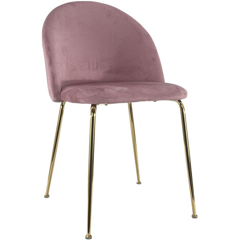 Marvin Sedia in Velluto e Oro Oslo da Sala Pranzo Con Gambe Metallo Dorate Seduta Imbottita Sedie Poltroncine Di Design Per Salotto Soggiorno Moderne Rosa - 1 Sedia