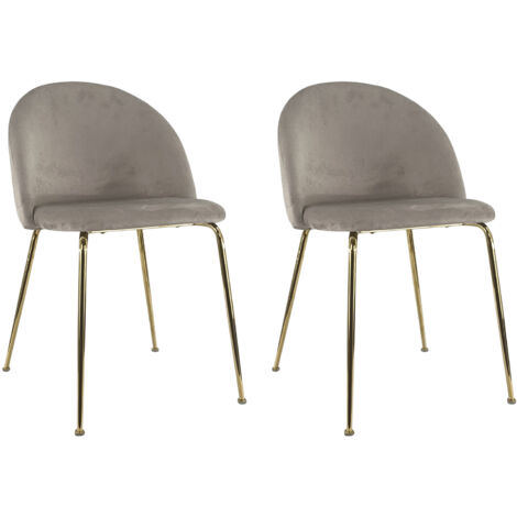 Marvin Sedia in Velluto e Oro Oslo da Sala Pranzo Con Gambe Metallo Dorate Seduta Imbottita Sedie Poltroncine Di Design Per Salotto Soggiorno Moderne Tortora - 2 Sedie