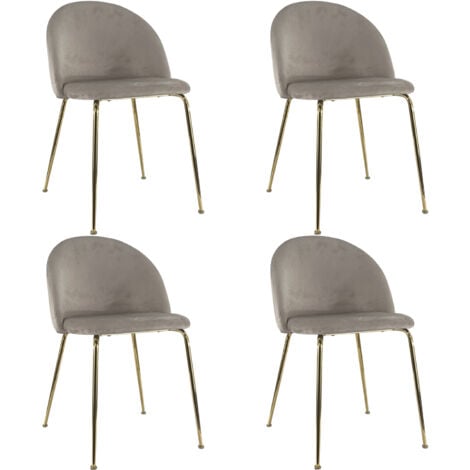 Marvin Sedia in Velluto e Oro Oslo da Sala Pranzo Con Gambe Metallo Dorate Seduta Imbottita Sedie Poltroncine Di Design Per Salotto Soggiorno Moderne Tortora - 4 Sedie