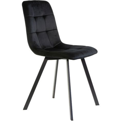 Marvin Sedia in Velluto TAORMINA con Struttura Monoscocca in Metallo Nero e Seduta Imbottita, Poltroncina di Design Moderno per Casa Ufficio Sala da Pranzo 1X Taormina Nero