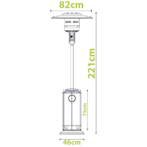 Marvin Stufa a gas Sunshine bombola gpl Fungo da Esterno portatile con ruote acciaio 20mq giardino patio riscaldante 13KW Bianco