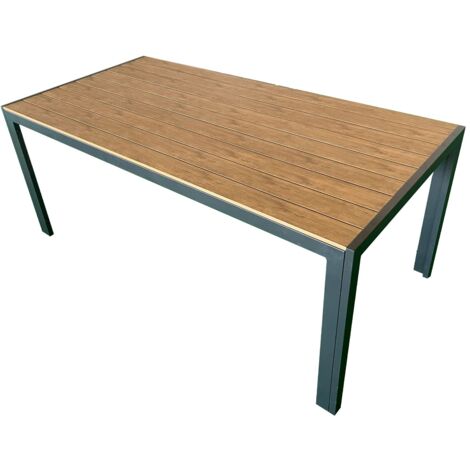 Marvin Tavolo da Pranzo per Esterni Giardino in Alluminio e Polywood Effetto Legno – Design Moderno e Resistente Antracite / Legno 180cm
