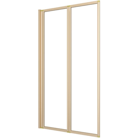 Marwell Badewannenfaltwand Double Gold 120x70cm - Duschwand für Badewanne mit 4mm Einscheibensicherheitsglas - Zwei schwenkbare Faltwände - hochwertige Aluminiumrahmen
