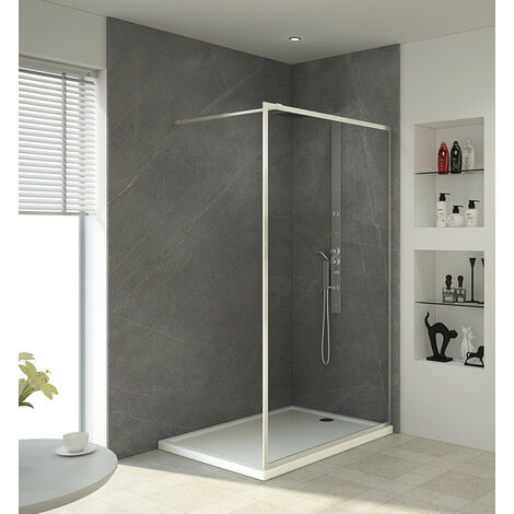MARWELL City Duschwand - 120 x 200 cm - silber  - Begehbare Dusche - Walk-In - Duschabtrennung- silber Duschwand