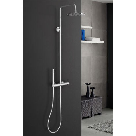 Marwell Duscharmatur Duschset Classico chrom 88-118x20 cm - Duschstange verstellbar - Regendusche - Handbrause mit Schlauch