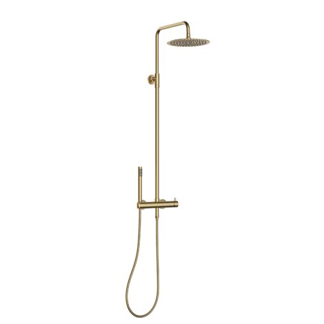 Marwell Duscharmatur Duschset Classico gold 88-118x20 cm - Duschstange verstellbar - Regendusche - Handbrause mit Schlauch