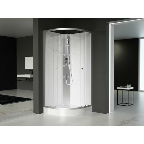 MARWELL Duschkabine White Oasis 90 x 90 x 210 cm - weiß - Eckdusche - Komplettdusche - Dusche - Duschabtrennung - Duschwand - Dusche Komplett-SET