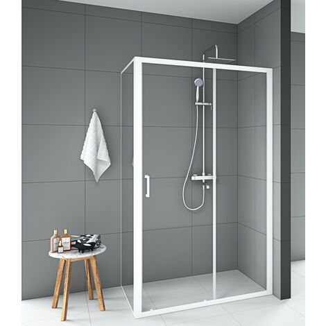 Marwell Glasdusche White Factory Rectangle - 80 x 120 x 200 cm - weiß - Eckdusche - Duschkabine - Dusche - Duschabtrennung - Duschwand - weiße Dusche
