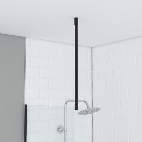 MARWELL Haltestange für Duschwand, Stabilisierungsstange gerade in matt schwarz 60 cm für Deckenmontage - geeignet für Duschwände mit Glasstärken von 6-8 m