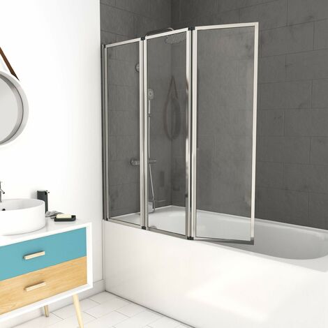 MARWELL Premium Pieghevole a 3 Ante, Vetro di Sicurezza monolastra da 4 mm, possibilità di Arresto a Sinistra e a Destra, Cromo, 3-teilig, 125 x 143 cm