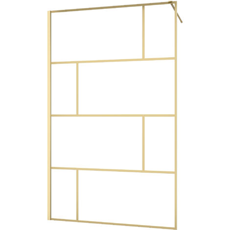 Marwell Walk In Dusche Bricks Gold 120x195 cm - Duschwand aus 5mm Einscheibensicherheitsglas - Duschabtrennung mit goldenen Siebdruck und hochwertigen Aluminiumwandprofil