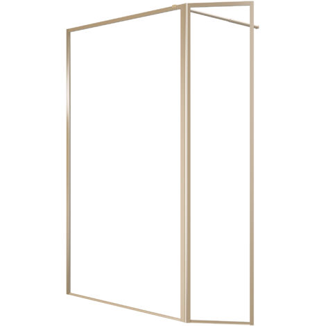 Marwell Walk In Dusche Golden Frame 200x120cm - Duschwand mit schwenkbarer FlÃ¼geltÃ¼r 180Â° - mit 5mm Einscheibensicherheitsglas - hochwertige Aluminiumrahmen in gebÃ¼rsteter Goldoptik