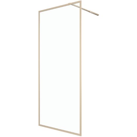 Marwell Walk In Dusche Golden Frame 200x90cm - Duschwand mit 6 mm Einscheibensicherheitsglas - mit ausziehbarem Haltearm - hochwertige Aluminiumrahmen in gebÃ¼rsteter Optik
