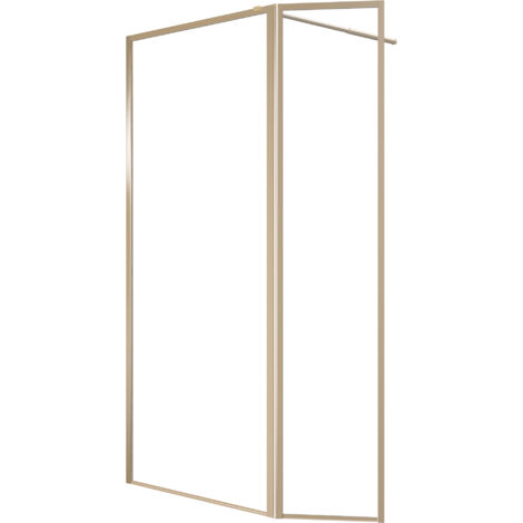 Marwell Walk In Dusche Golden Frame 200x90cm - Duschwand mit schwenkbarer FlÃ¼geltÃ¼r 180Â° - mit 5mm Einscheibensicherheitsglas - hochwertige Aluminiumrahmen in gebÃ¼rsteter Goldoptik