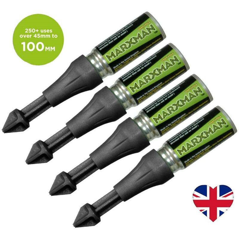 Deep Hole Chalk Marking Pen x4 Black Deep Marking Tool Over 45mm 1BLK - Marxman