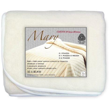 MARY BLANKET en vraie LAINE MÉRINOS 1000 gr. Pure laine vierge 1 PLACE
