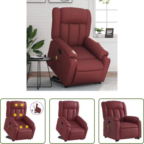 Masaje de pie -  Sillón reclinable de masaje de pie cuero artificial rojo tinto
