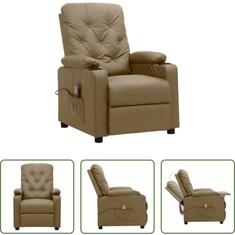 Masaje de vibración -  Sillón de masaje de cuero sintético color capuchino