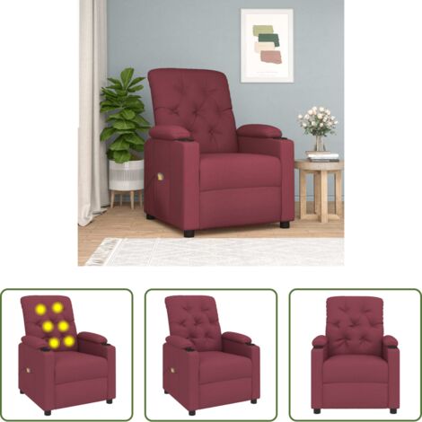 Masaje de vibración -  Sillón de masaje de tela rojo tinto