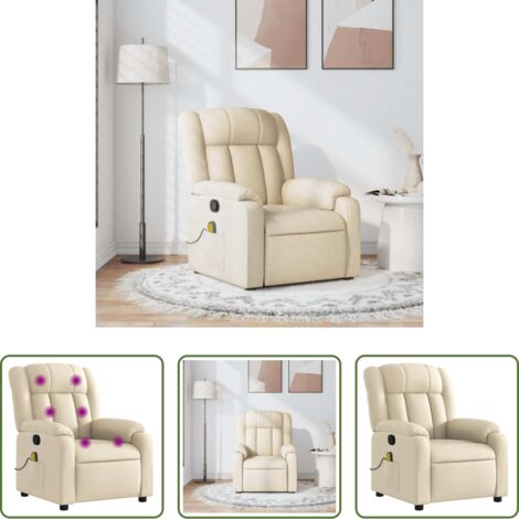 Masaje de vibración -  Sillón de masaje reclinable de tela crema