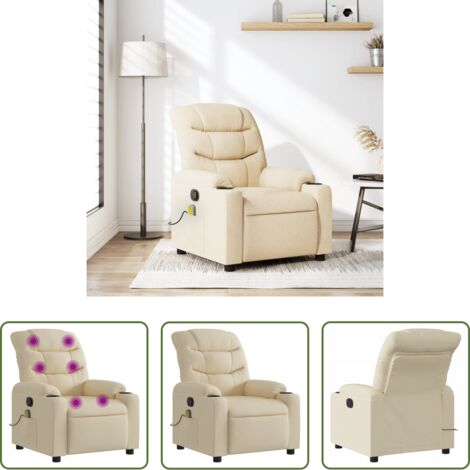 Masaje de vibración -  Sillón de masaje reclinable de tela crema