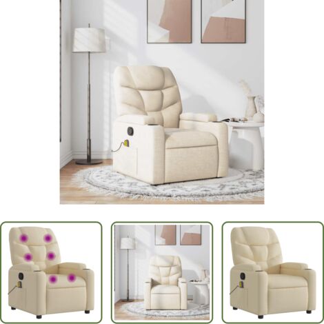 Masaje de vibración -  Sillón de masaje reclinable de tela crema