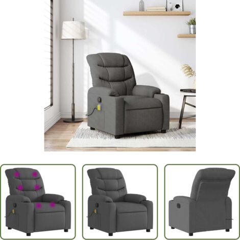Masaje de vibración -  Sillón de masaje reclinable de tela gris oscuro