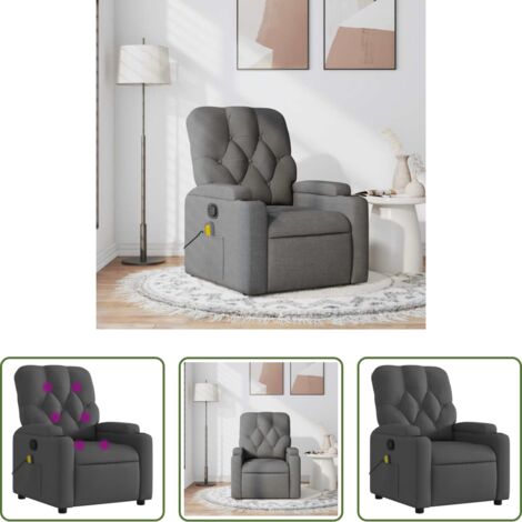 Masaje de vibración -  Sillón de masaje reclinable de tela gris oscuro