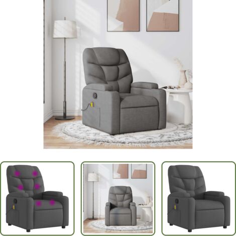 Masaje de vibración -  Sillón de masaje reclinable de tela gris oscuro