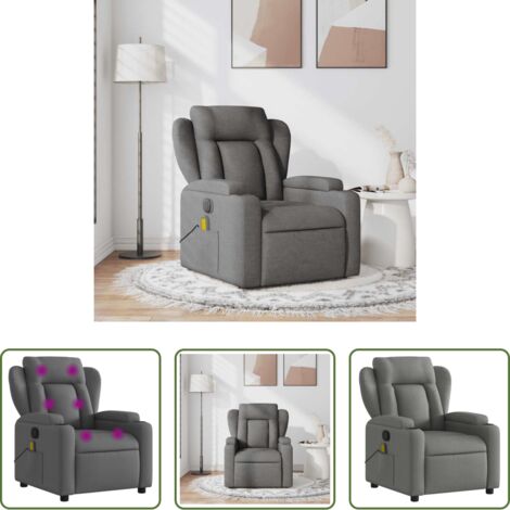 Masaje de vibración -  Sillón de masaje reclinable de tela gris oscuro
