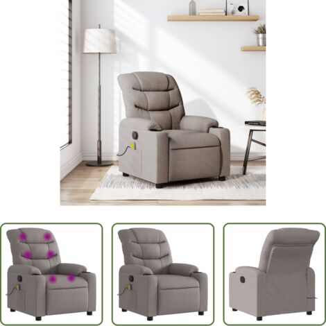 Masaje de vibración -  Sillón de masaje reclinable de tela gris taupé