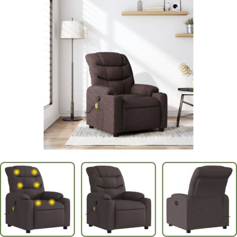 Masaje de vibración -  Sillón de masaje reclinable de tela marrón oscuro
