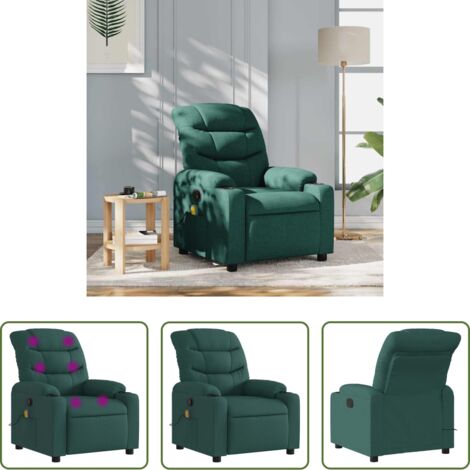 Masaje de vibración -  Sillón de masaje reclinable de tela verde oscuro