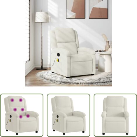 Masaje de vibración -  Sillón de masaje reclinable de terciopelo crema