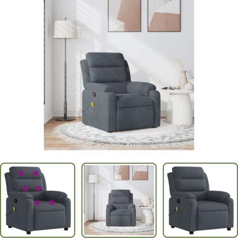 Masaje de vibración -  Sillón de masaje reclinable de terciopelo gris oscuro