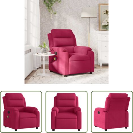 Masaje de vibración -  Sillón de masaje reclinable de terciopelo vino tinto