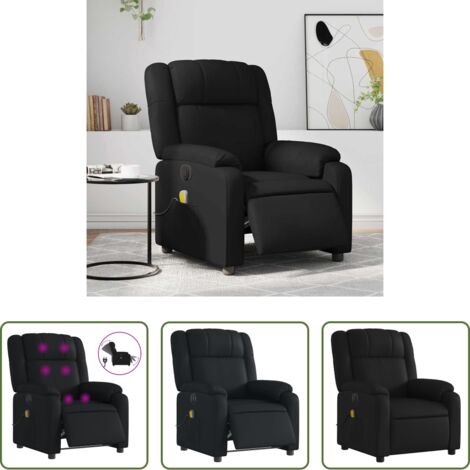 Masaje de vibración -  Sillón de masaje reclinable eléctrico cuero sintético negro