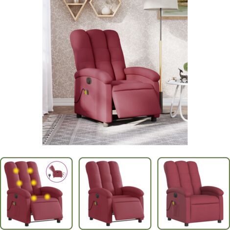 Masaje de vibración -  Sillón de masaje reclinable eléctrico tela rojo tinto