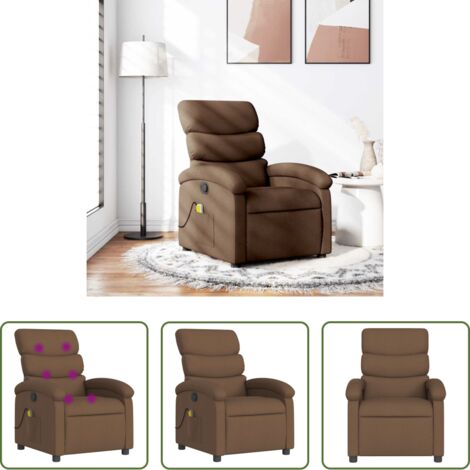 Masaje de vibración -  Sillón reclinable con masaje de tela marrón