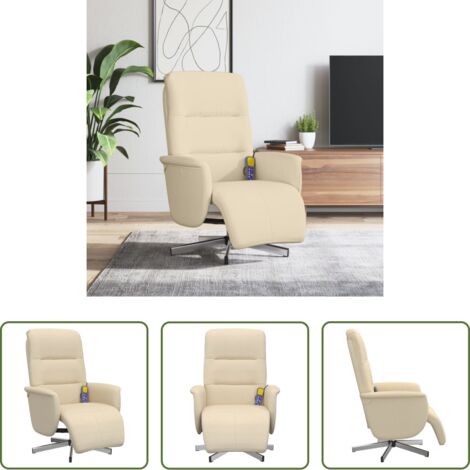 Masaje de vibración -  Sillón reclinable de masaje con reposapiés tela color crema