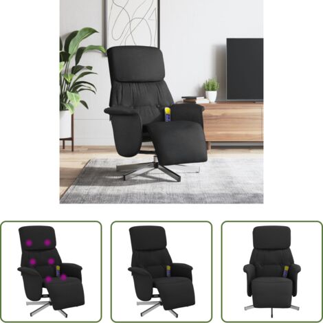 Masaje de vibración -  Sillón reclinable de masaje con reposapiés tela negra