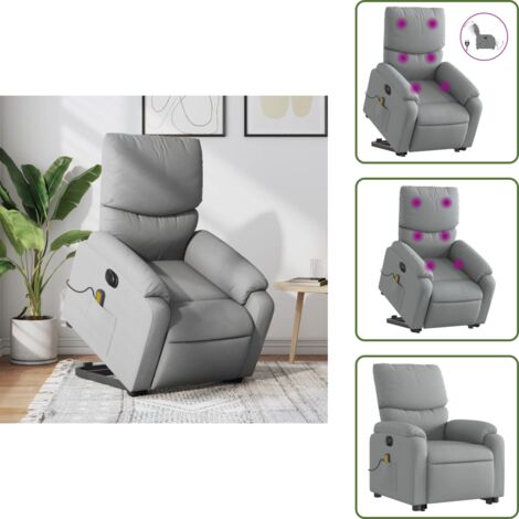 Masaje de vibración - vidaXL Sillón de masaje eléctrico reclinable elevable tela gris claro - Reposapiés eléctrico