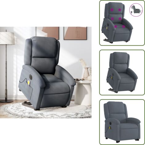 Masaje de vibración - vidaXL Sillón de masaje reclinable elevable terciopelo gris oscuro - Reposapiés eléctrico
