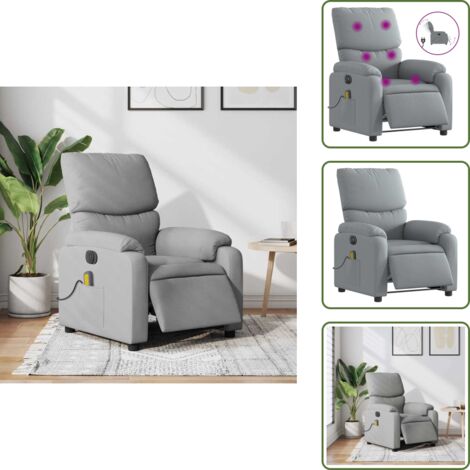 Masaje de vibración - vidaXL Sillón reclinable de masaje eléctrico tela gris claro - Asiento cómodo