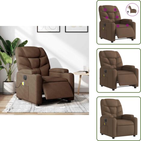 Masaje de vibración - vidaXL Sillón reclinable de masaje eléctrico tela marrón - Asiento cómodo